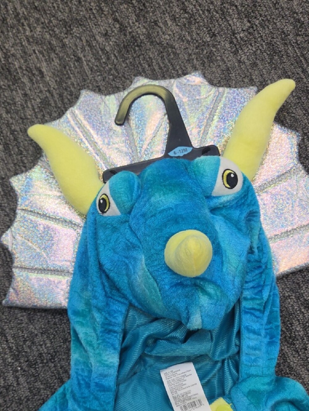 Blue Triceratops Kids Halloween Costume with Yellow Accents - Picture 4 of 6